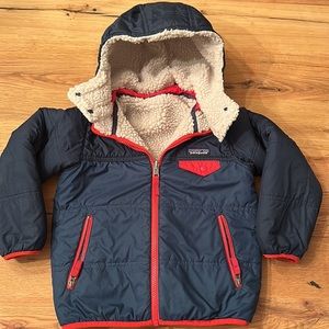 Patagonia Reversible Tribbles Hoodie Jacket Size 5T in Stone Blue